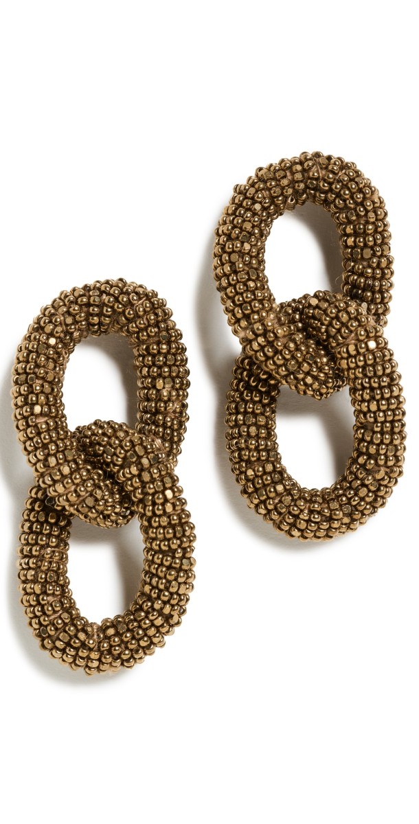 Deepa Gurnani Loulou Earrings Antique Gold