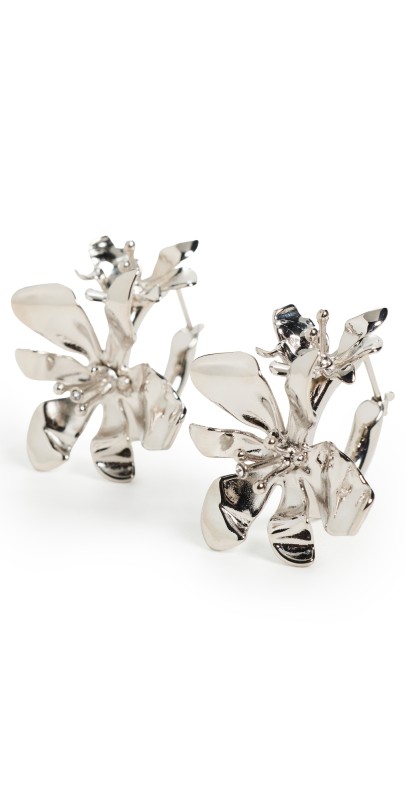Acne Studios Flower Hoop Earrings Silver