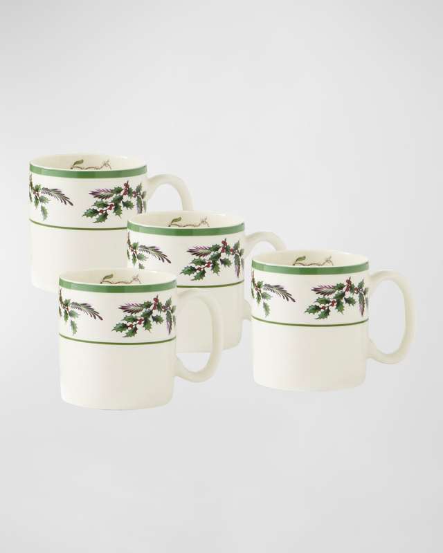 Holly Mugs, Set of 4