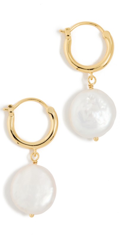 Gorjana Reese Pearl Huggies Gold