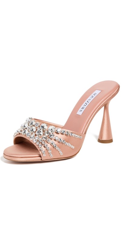 Aquazzura Max Crystal Mules 95mm Poudre