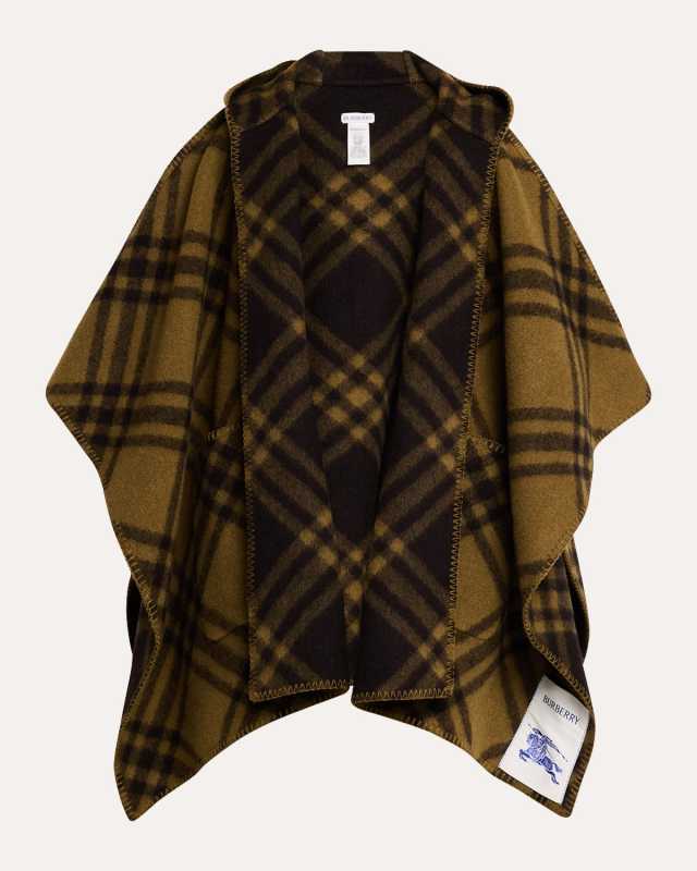 Catherine Reversible Check Hooded Cape