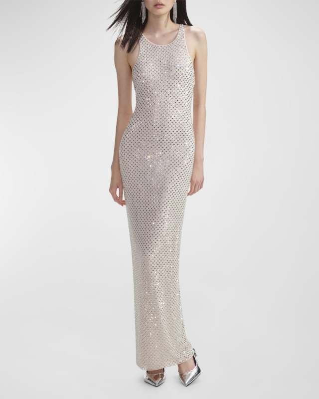 Rhinestone Sleeveless Maxi Dress