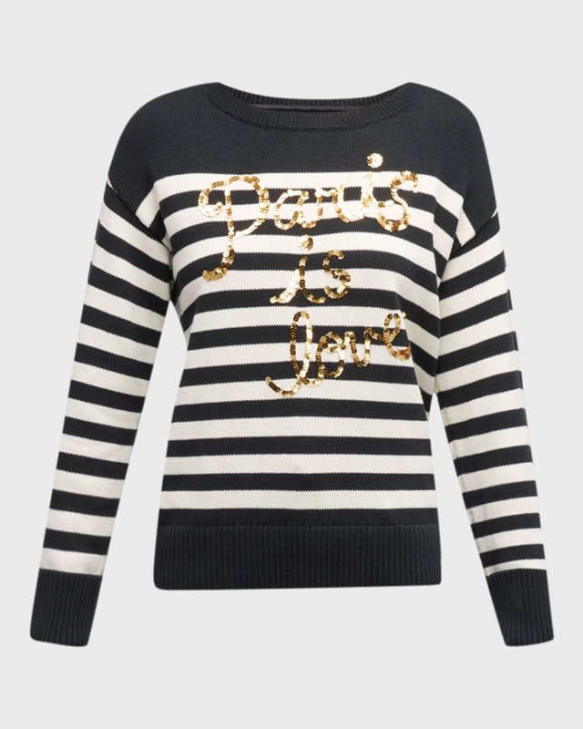 Paris Is Love Sequin French Terry Sweatshirt