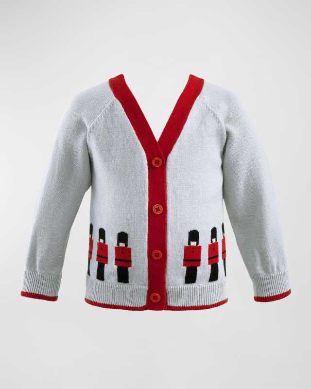Boy's Royal Guards Intarsia Cardigan, Size 6M-24