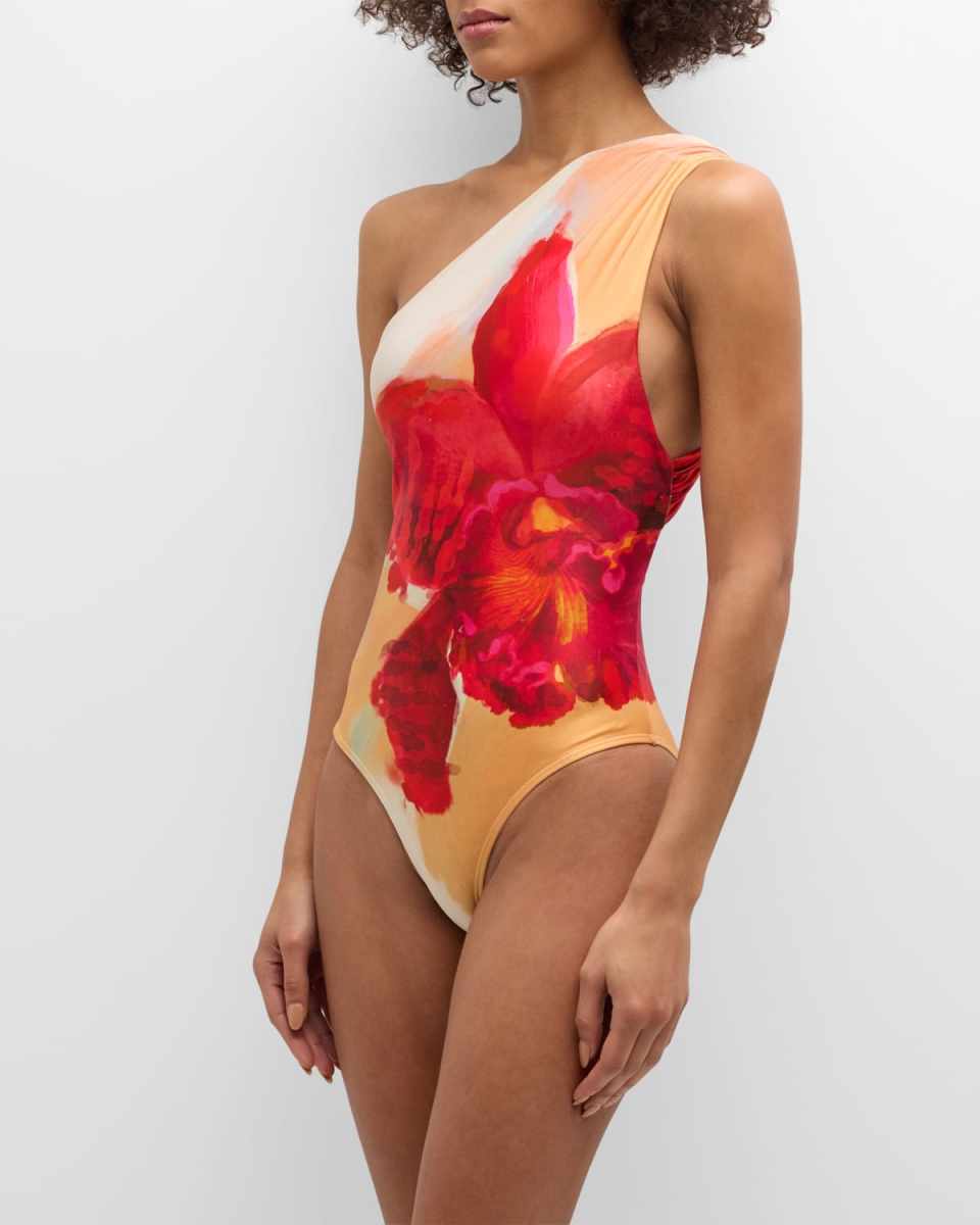 Flora Loop One-Shoulder One-Piece Swimsuit