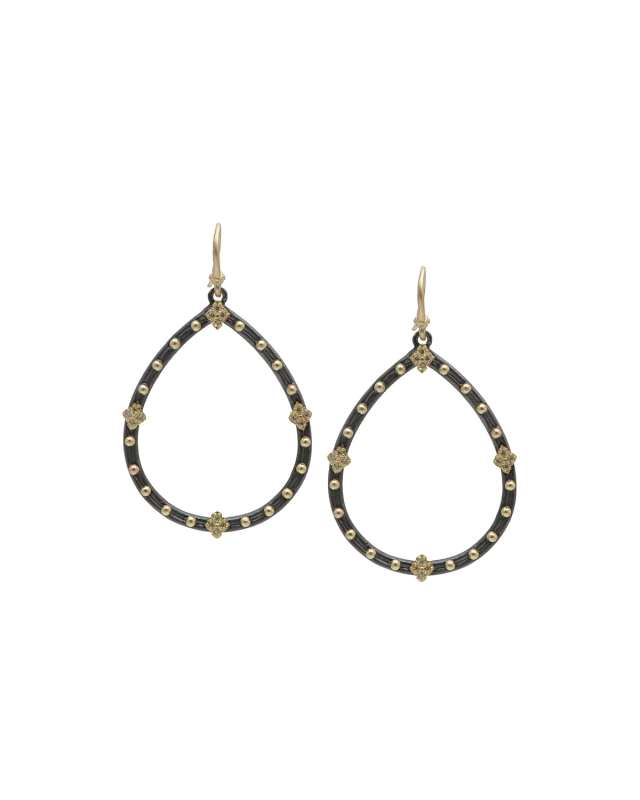 Old World Champagne Diamond Open Pear Earrings
