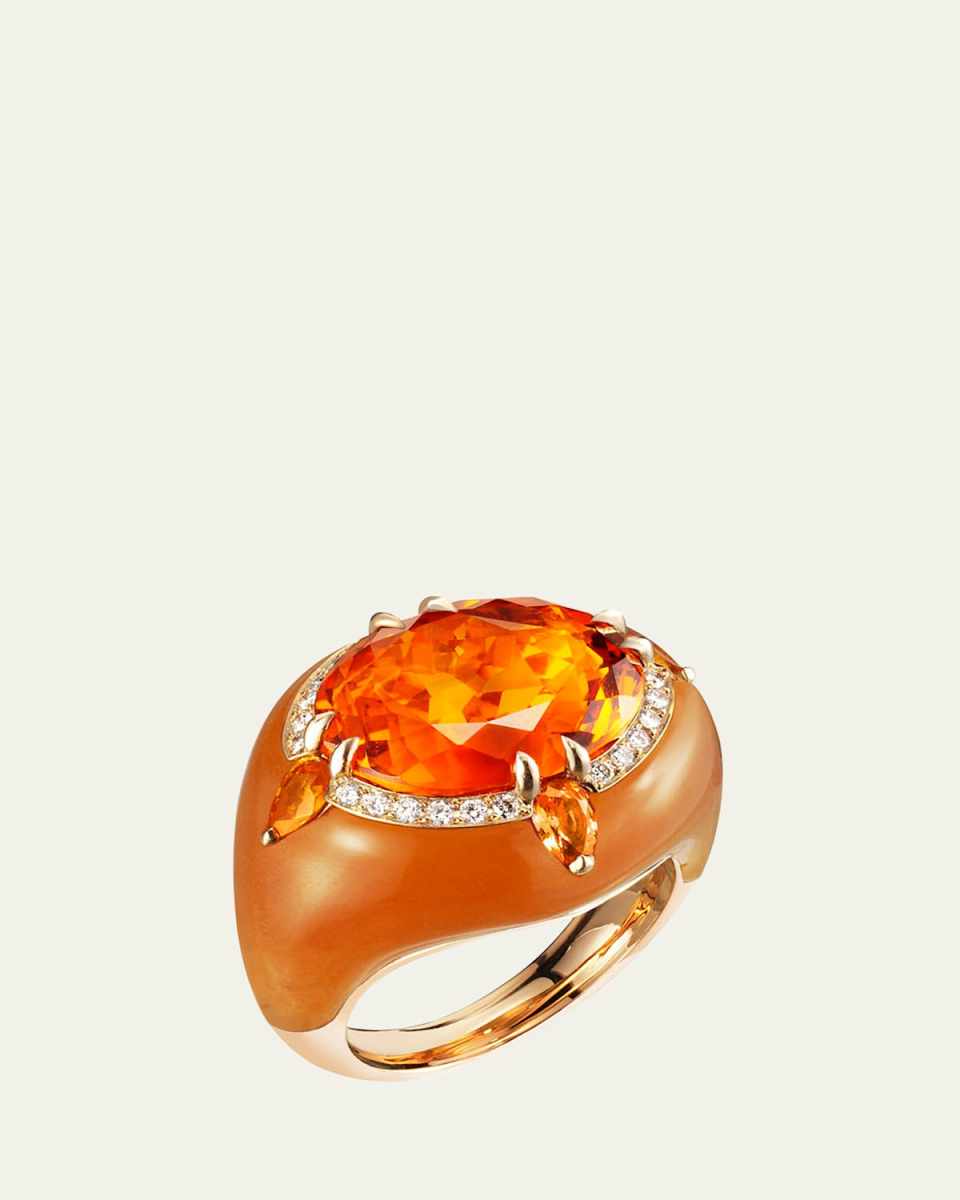 Reveal 18K Rose Gold Citrine Palmera and Eosite Statement Ring with Diamonds
