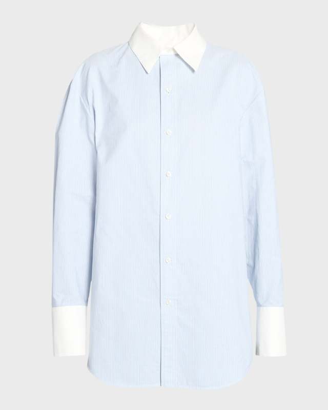 Striped Button-Front Blouse