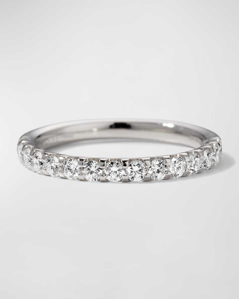 Platinum Half-Round Diamond Band, Size 6.5, 0.47-0.54tcw
