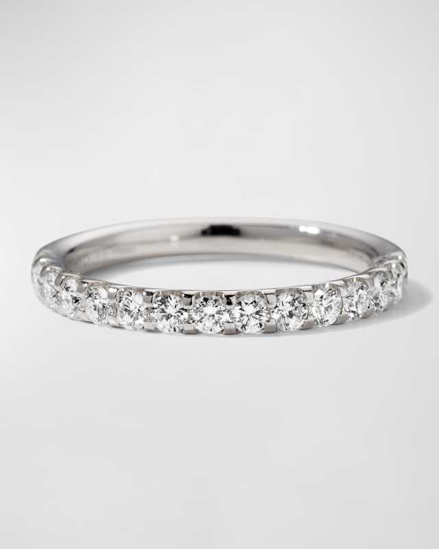 Platinum Half-Round Diamond Band, Size 6.5, 0.47-0.54tcw