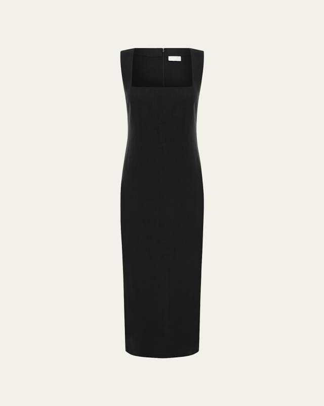 Alice Sleeveless Square-Neck Linen Midi Dress
