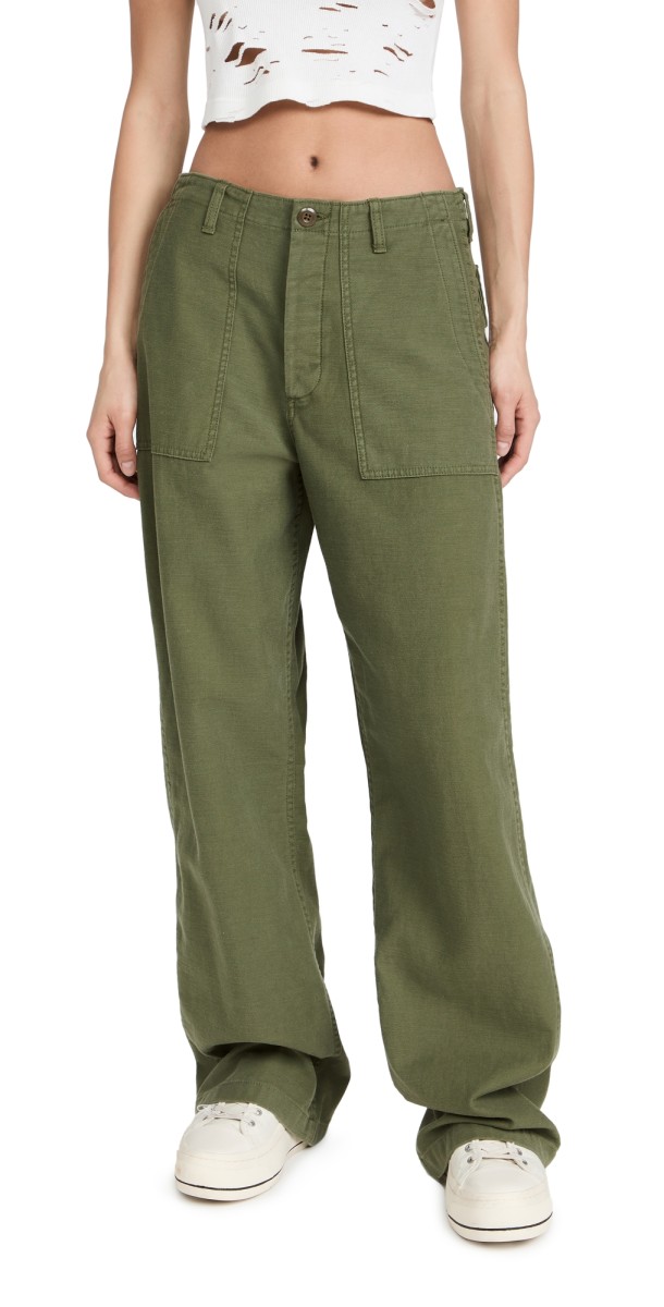 R13 Wide Leg Utility Pants Olive