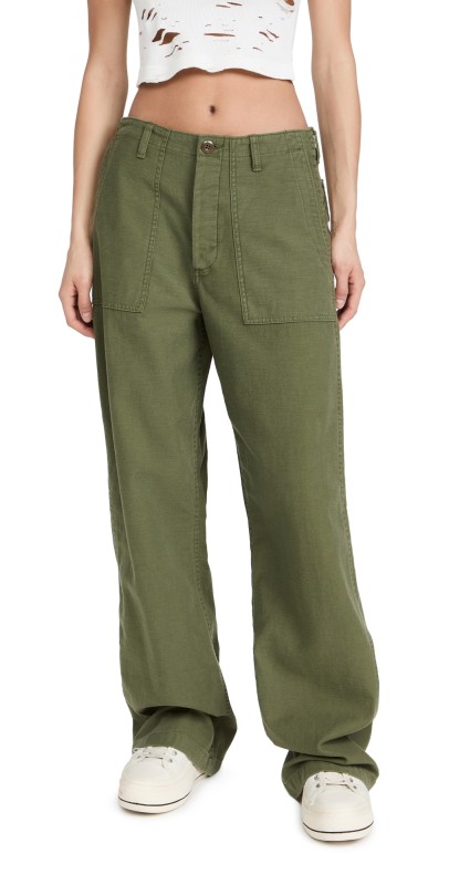 R13 Wide Leg Utility Pants Olive