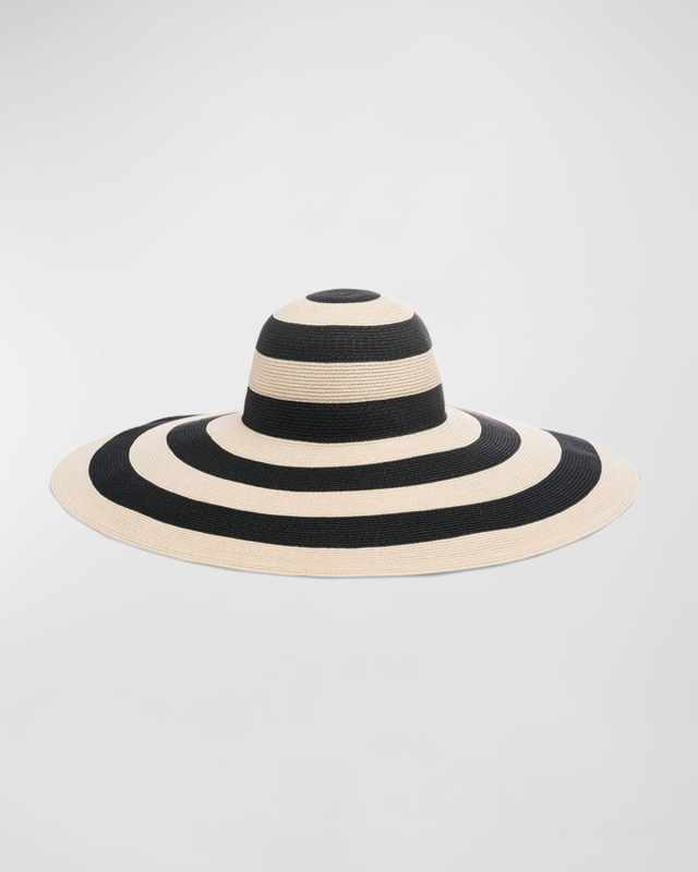 Sunny Striped Wide-Brim Hat