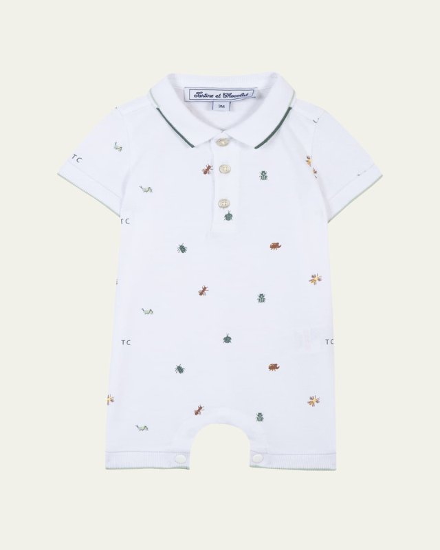 Boy's Insect-Printed Shortall, Size 3M-