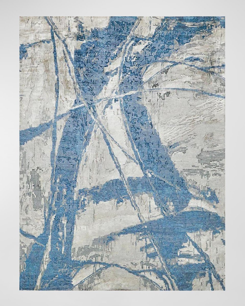 Floor Art Hand-Knotted Light Blue Rug, 9' x 12'