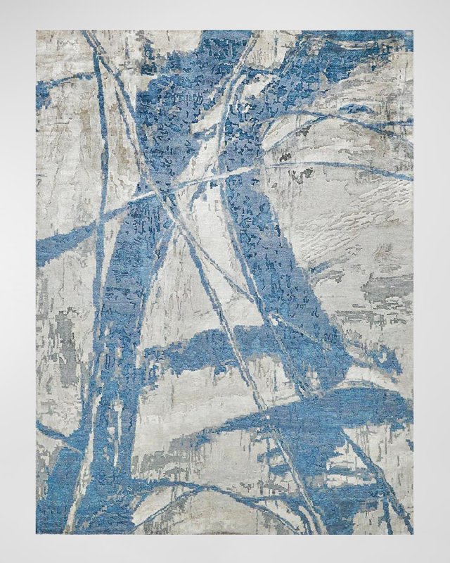 Floor Art Hand-Knotted Light Blue Rug, 9' x 12'
