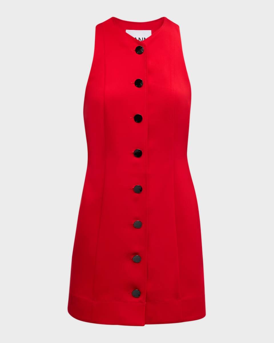 Button-Front Twill Mini Dress