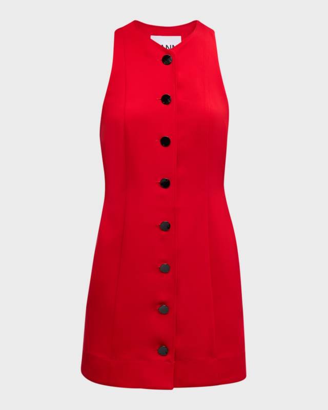 Button-Front Twill Mini Dress
