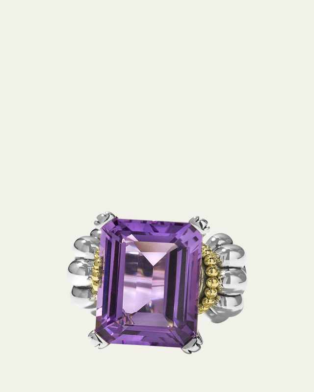 Glacier 18x13mm Gemstone Two-Tone Ring