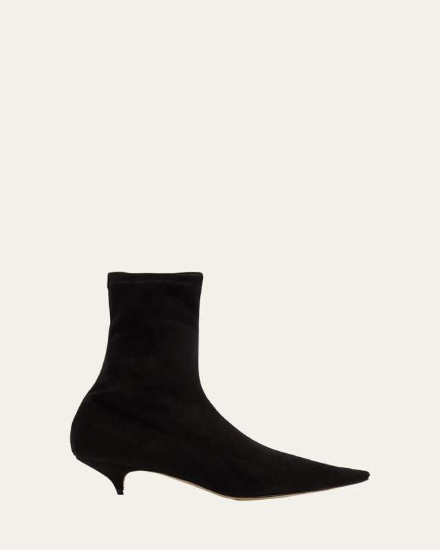 Liisa Suede Kitten-Heel Booties