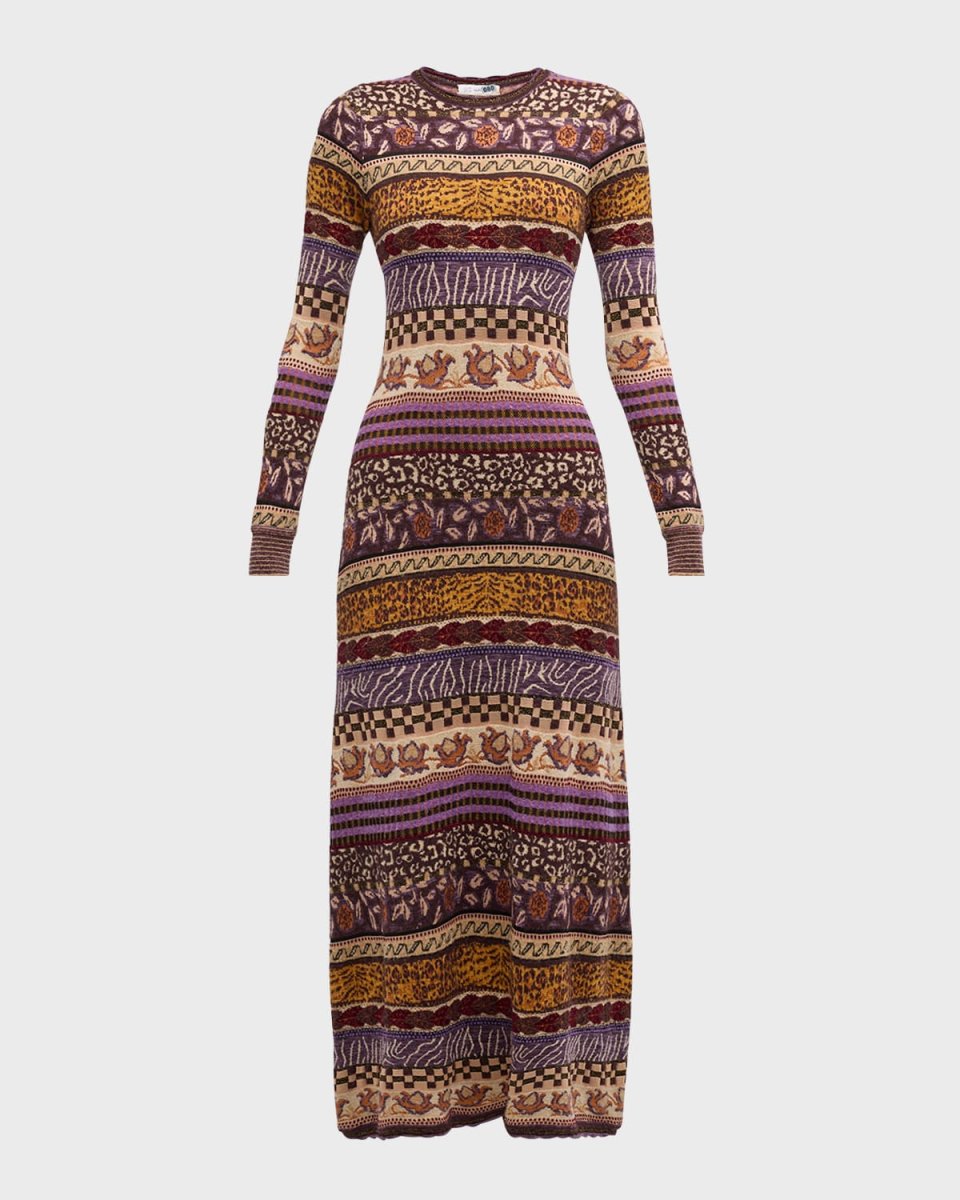 Paloma Multi-Print Wool-Blend Midi Dress