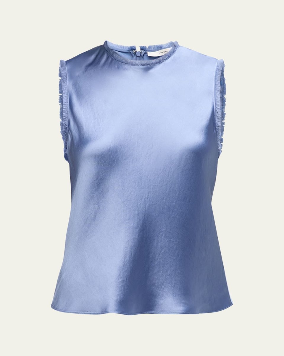 Frayed-Edge Crushed Satin Shell Top