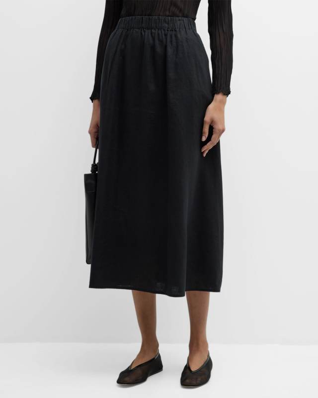 A-Line Organic Linen Midi Skirt