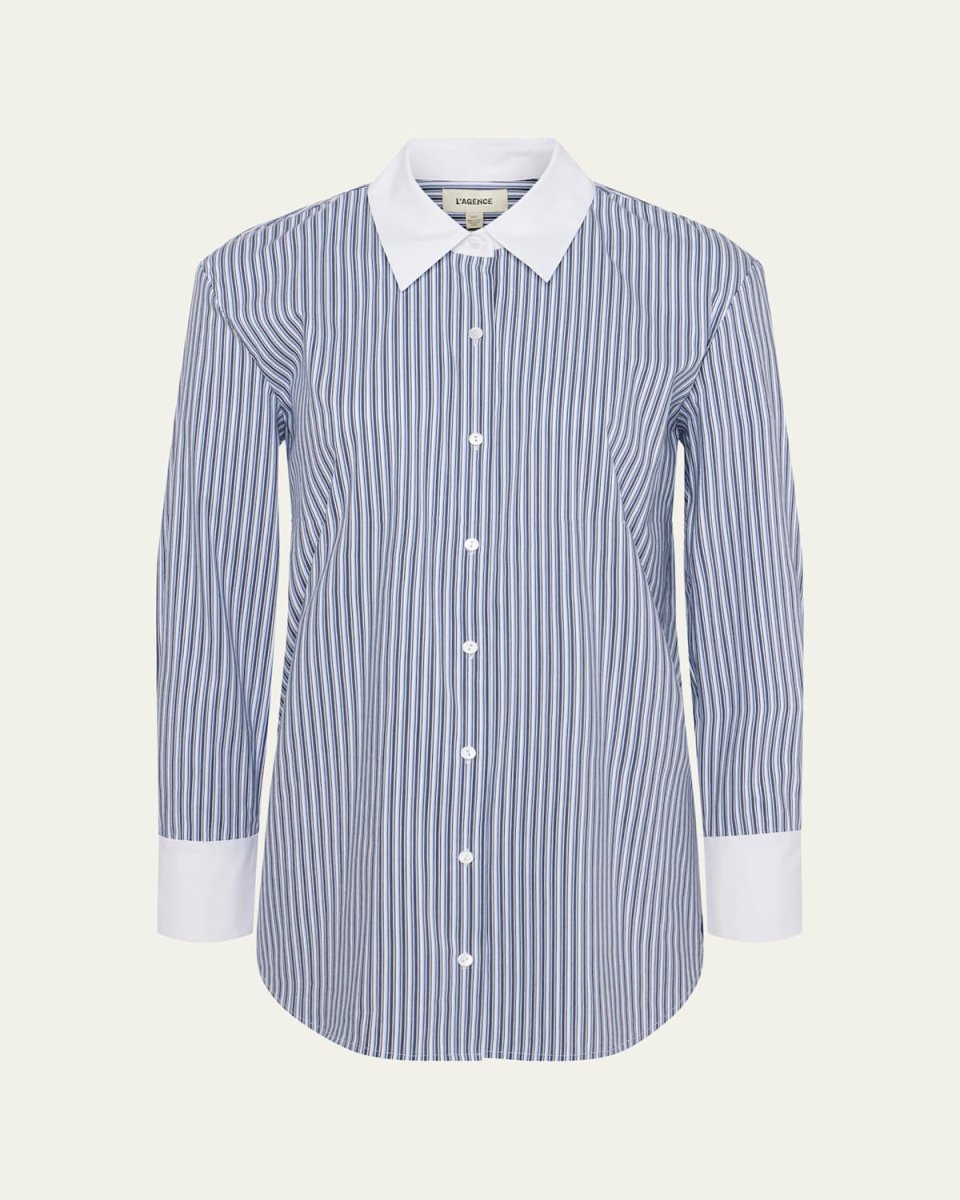 Malia Striped Contrast Collar Tunic