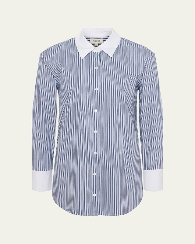 Malia Striped Contrast Collar Tunic