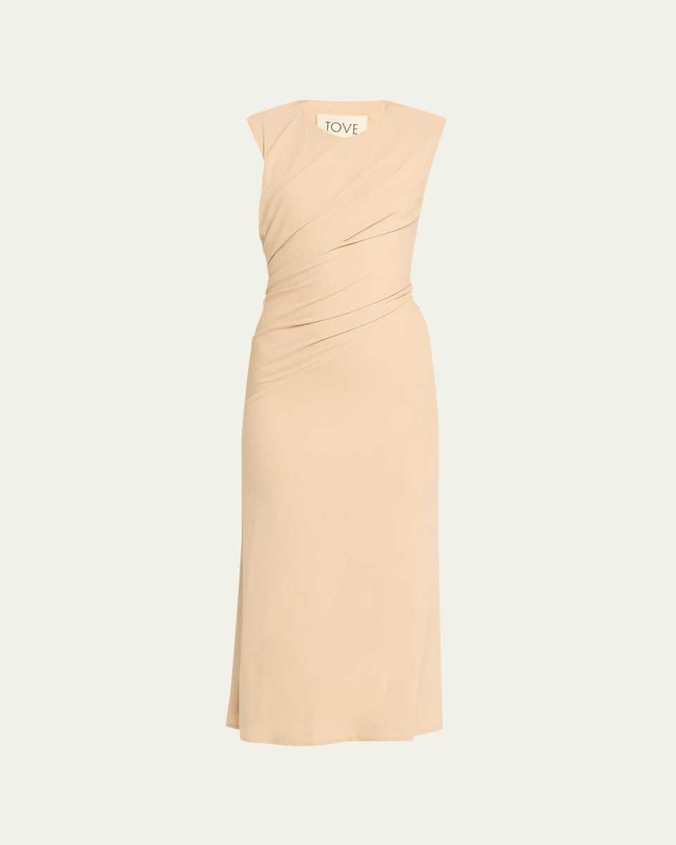 Amar Draped Sleeveless Midi Dress