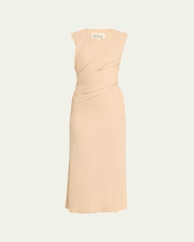 Amar Draped Sleeveless Midi Dress