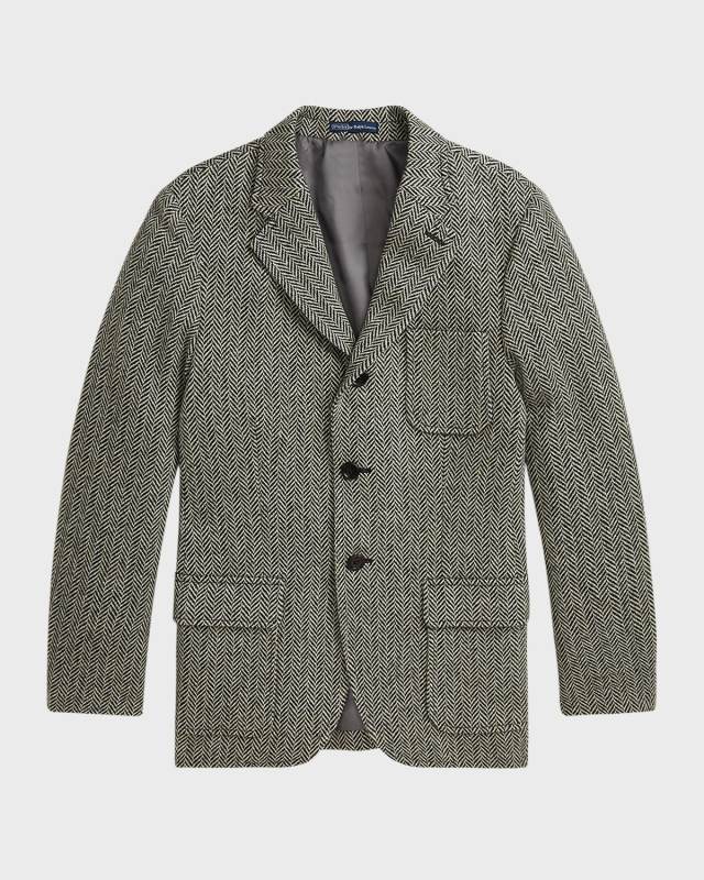 Boy's Herringbone Tailored Sport Coat, Size 2-7