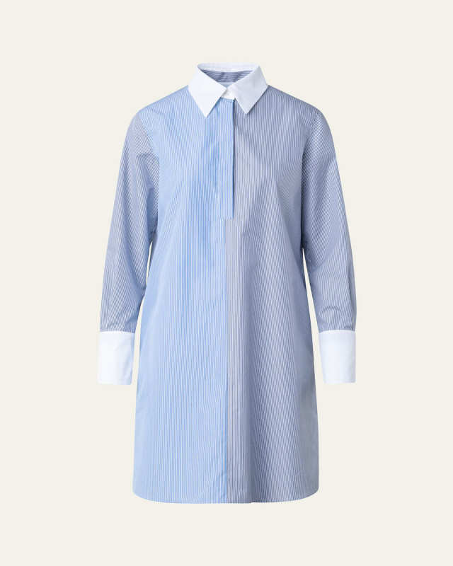 Cotton Poplin Micro Striped Shirtdress