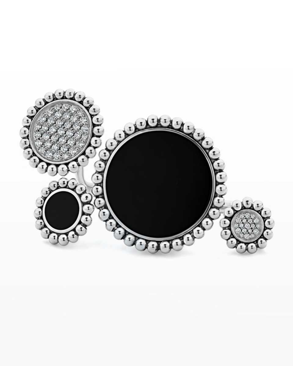 Maya Onyx/Diamond Two-Finger Ring