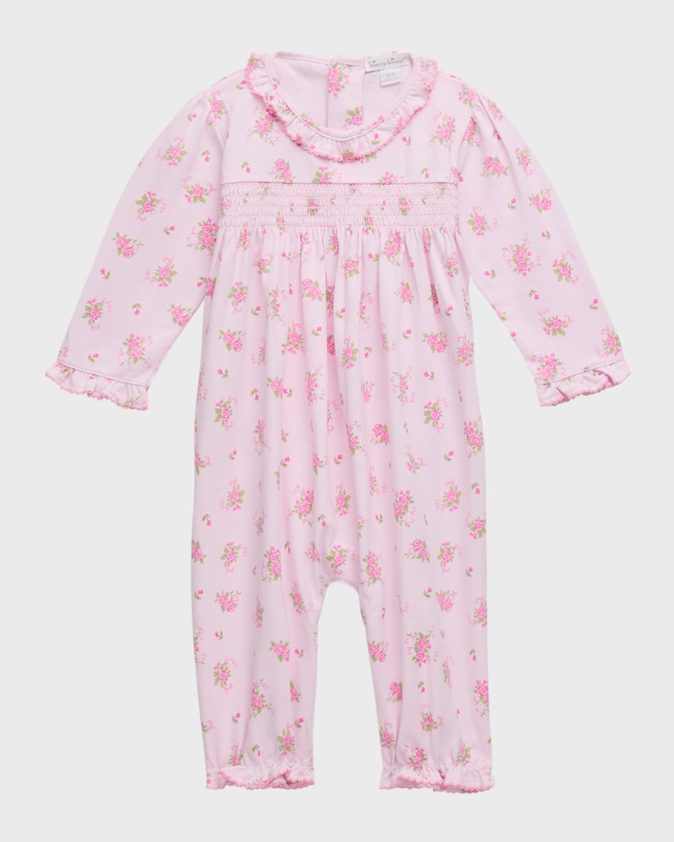 Girl's Rose Scrolls Smocked Playsuit, Size 3M-18