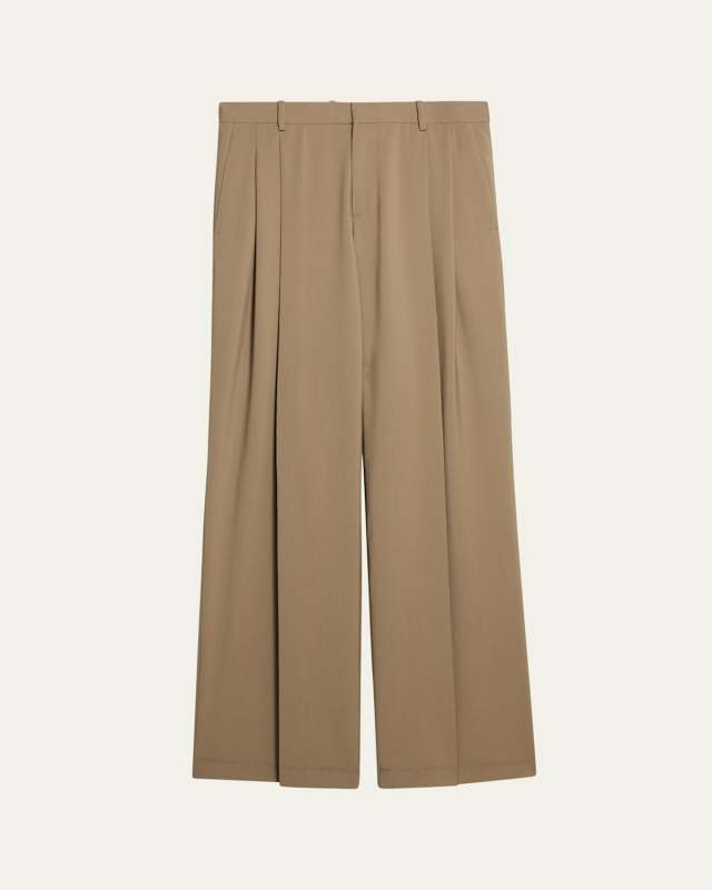 Double-Pleated Canvas Pants