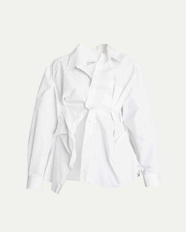 Twisted Raw-Cut Button Down Cotton Shirt