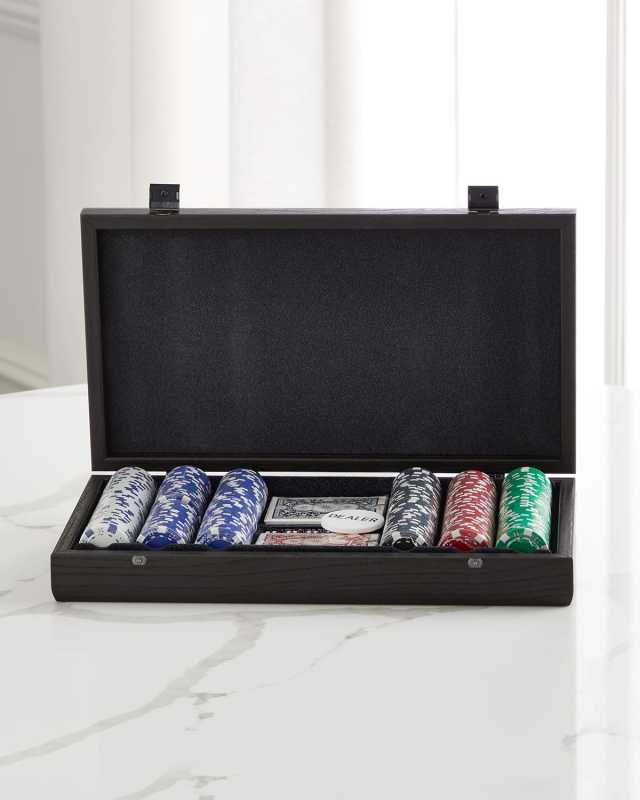 Poker Set in Wooden Case, 300 Pieces
