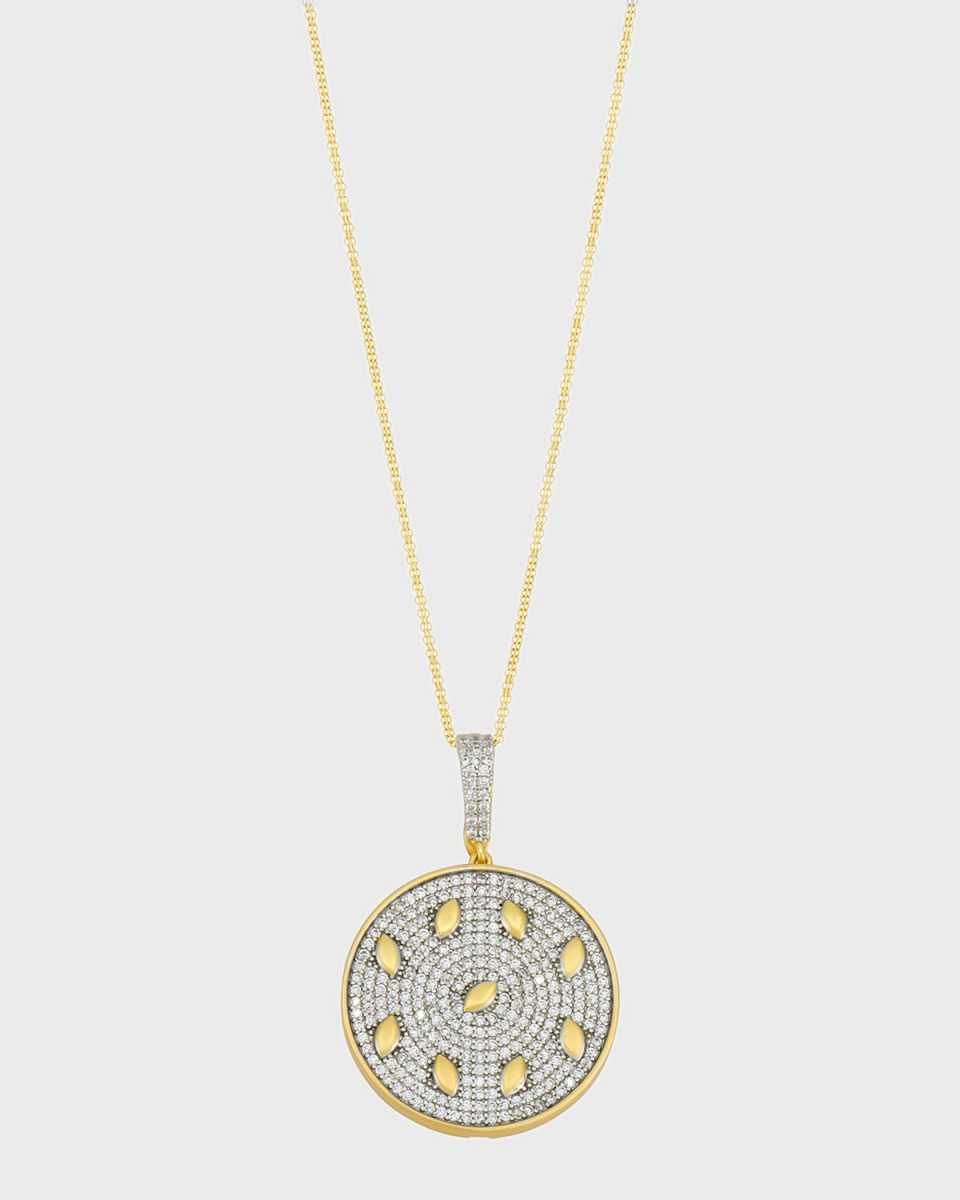 Petals and Pave Double Strand Pendant Necklace