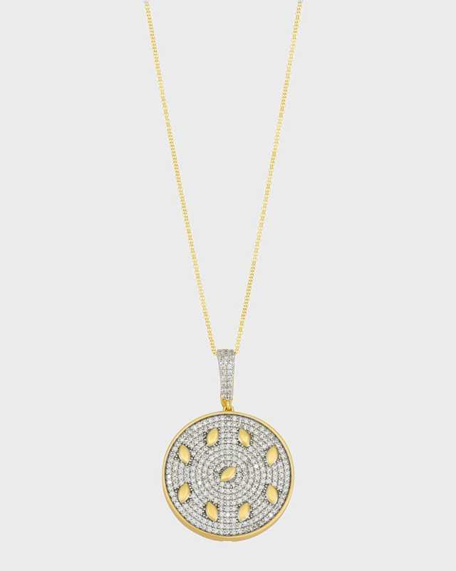 Petals and Pave Double Strand Pendant Necklace