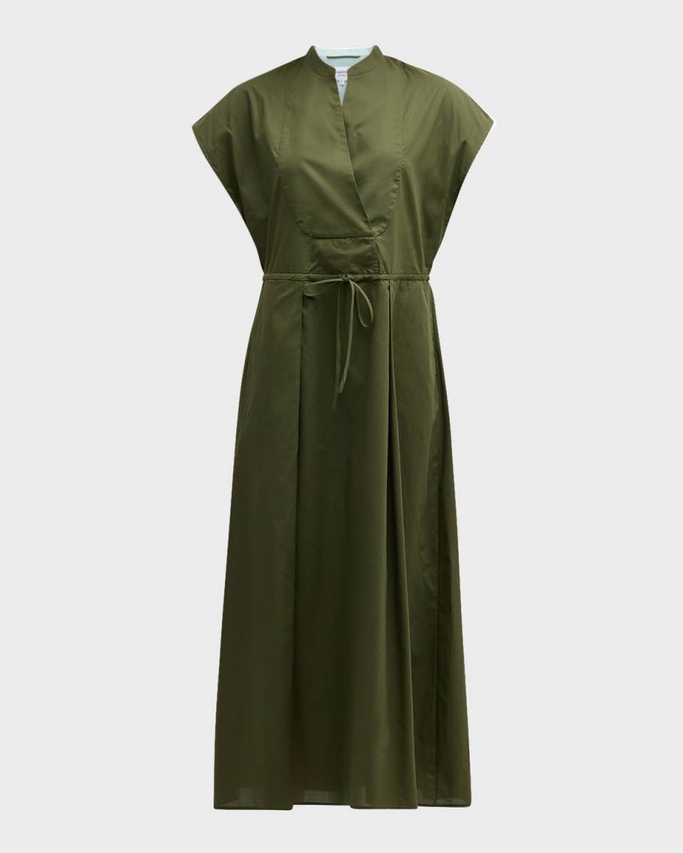 Jean Pleated Cotton Maxi Dress