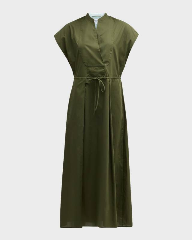 Jean Pleated Cotton Maxi Dress