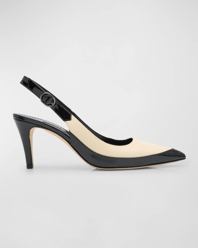 Bicolor Leather Slingback Pumps