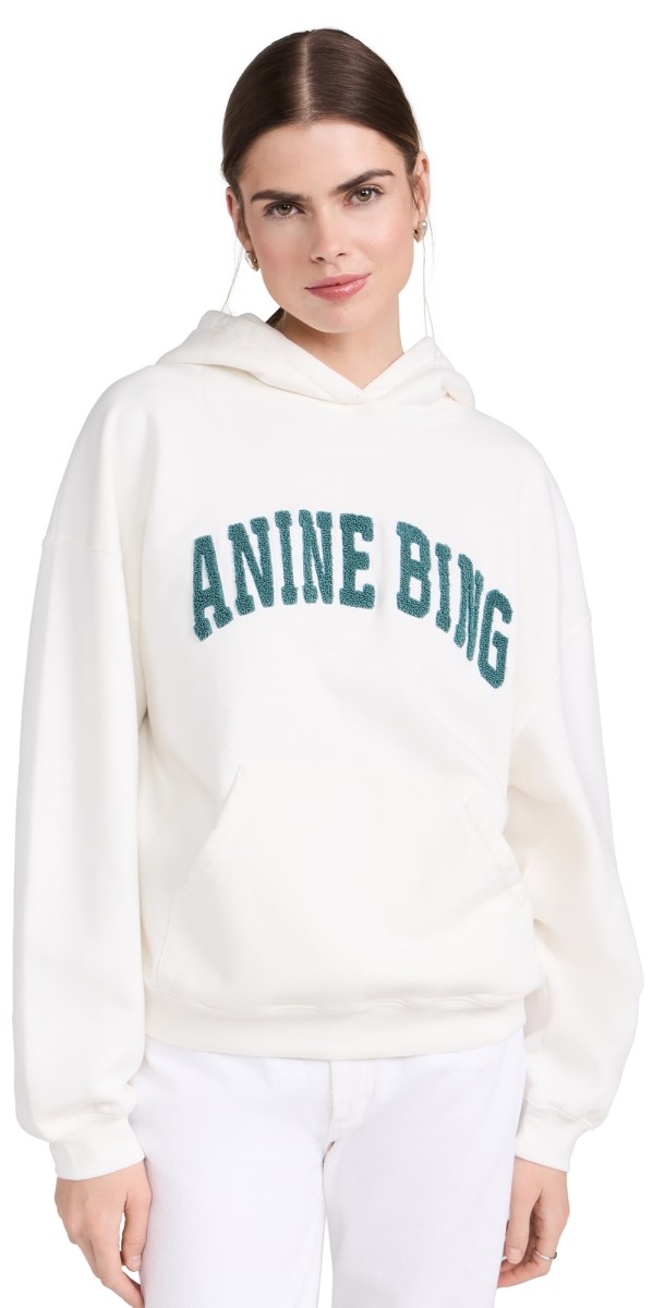 ANINE BING Harvey Sweatshirt Ivory with Dark Sage