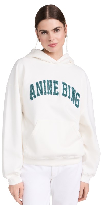ANINE BING Harvey Sweatshirt Ivory with Dark Sage