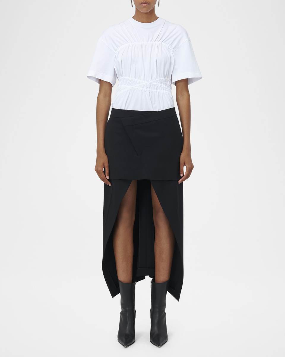 Layered High Low Wool Skirt