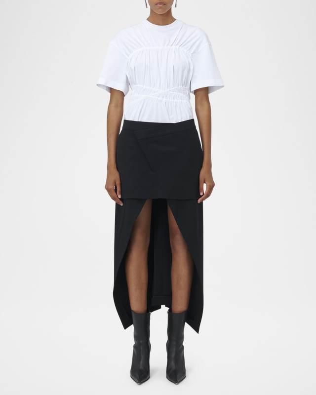 Layered High Low Wool Skirt
