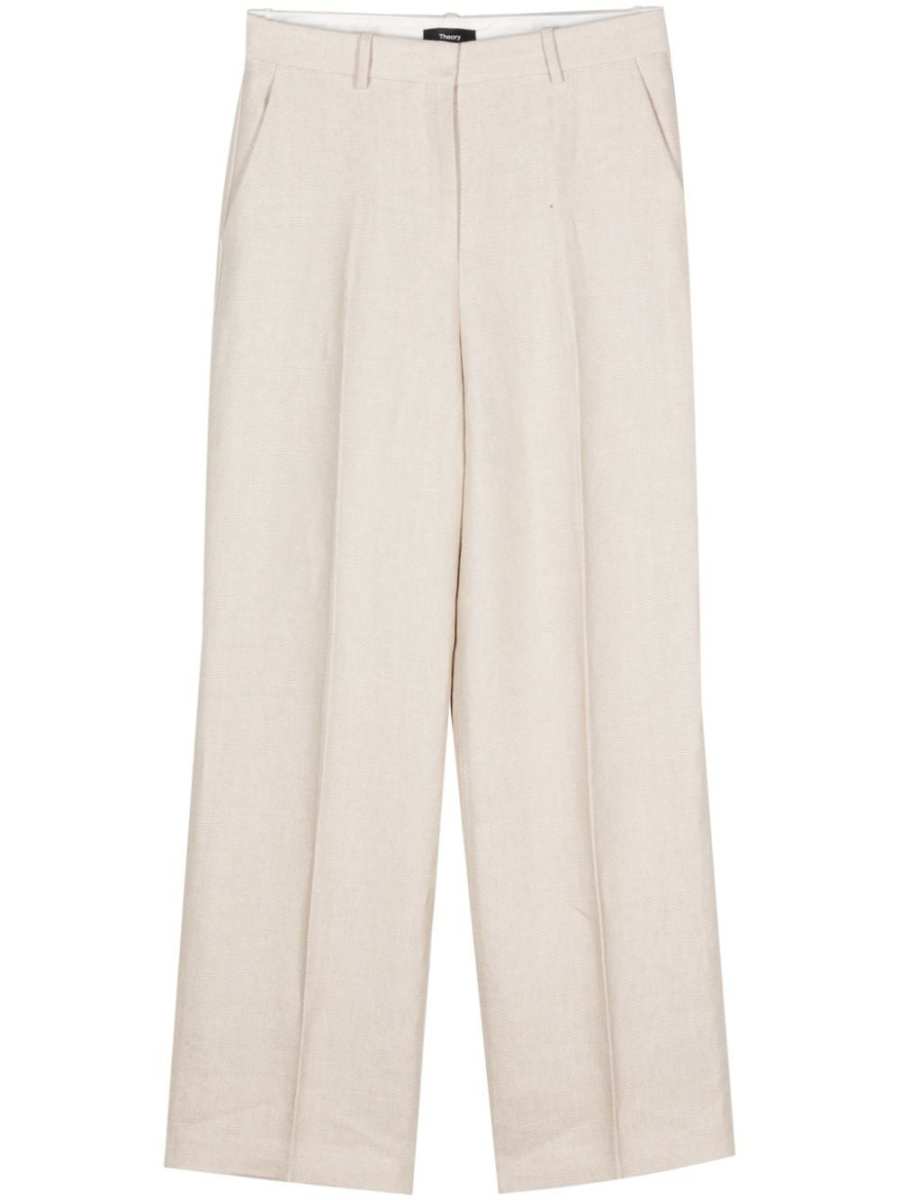 linen straight-leg trousers